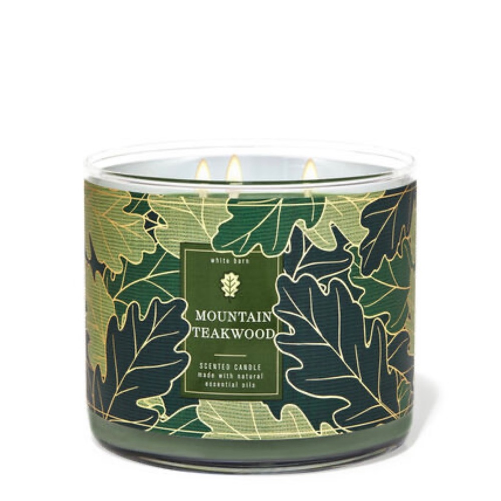 BATH AND BODY WORKS white barn mountain teakwood 3 wick scented candle